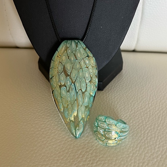 Jewelry - Authentic MURANO GLASS Millifiore pendant ring set